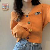 WOMEN SWEET V-NECK LONG-SLEEVED CARDIGAN SWEATER