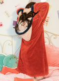 RED PAJAMAS WOMEN'S THICK CORAL FLEECE ROBE LONG