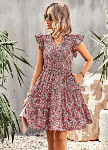 WOMEN HOLIDAY FASHION PRINT DRESS