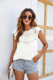 ROUND NECK LACE PLEATED CASUAL SHIRT