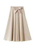 HIGH WAIST BOW TIE BIG SWING SKIRT