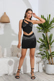 HOT DRILLING ONE-SHOULDER SKIRT TWO-PIECE SUIT