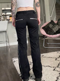 METAL ZIPPER DECORATED HIGH WAIST STREET PANTS
