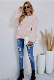 LOVE-COLLARED PULLOVER LONG-SLEEVED SWEATER
