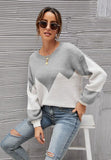 LOOSE COLOR MATCHING ROUND NECK SWEATER