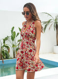 NECK V-NECK CHIFFON BEACH DRESS