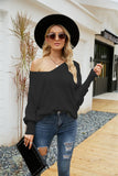 LOOSE BAT SLEEVE V-NECK BUTTON ROPE SWEATER