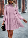 ROUND NECK LONG SLEEVE LOOSE CASUAL DRESS