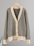 V NECK WOMEN BUTTON BLACK CHRISTMAS TREE CARDIGAN
