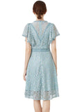 LACE FLYING SLEEVE SLIM DRESS