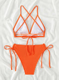 WOMEN HALTER LACE UP SWIMSUIT
