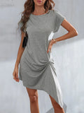 ROUND NECK PULLOVER SHORT SLEEVE IRREGULAR DRESS