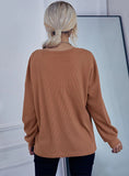 SOLID COLOR BUTTON ROUND NECK SWEATER
