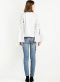 WOMEN BLOUSE FRILL SLEEVES O-NECK CASUAL SHIRTS