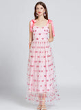LOVE SEQUINED GAUZE LACE-UP BOW DRESS