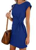 POPULAR PURE COLOR TIE-IN WAIST PREGNANT WOMEN'S DRESS