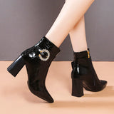 WOMEN'S SIDE ZIPPER THICK POINTED MARTIN BOOTS