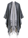 FRINGED CASHEW FLOWER SHAWL DUAL-PURPOSE CLOAK