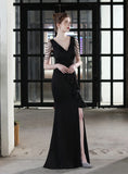 LONG SLING BANQUET SLIM FISHTAIL DRESS