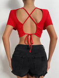SEXY BACKLESS SHORT SLEEVE T-SHIRT