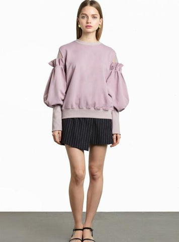 WOMEN CUTE LANTERN SLEEVE SWEATSHIRT CASUAL O-NECK