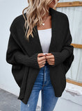 SOLID COLOR BAT SLEEVE CARDIGAN COAT SWEATER