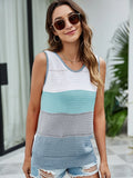 CONTRAST HOLLOW SLEEVELESS V-NECK VEST