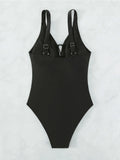 SOLID COLOR DRAWSTRING AND EMPTY SWIMSUIT