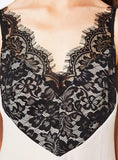 WHITE STRAP MINI DRESS BLACK LACE CASUAL DRESS