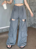 OPEN-LEGGED FAKE TWO-PIECE OVERALLS PANT