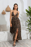 LEOPARD V-NECK SUSPENDER DRESS
