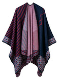 LADIES FALL AND WINTER STRIPED SMALL DIAMOND SHAWL