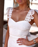 Elegant Lady Sexy Bodycon White Lace Spaghetti Strap Party Dress