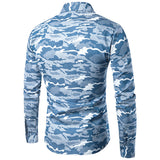  Denim Designer Shirts for Men Camo Printing Stylish Slim Casual 