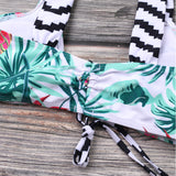 Leaf Cutout Tie Front Bikini Set