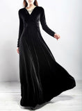 Long Sleeve Ball Gown Dress Vintage Velvet Party Dresses