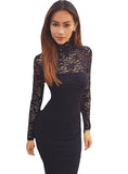 White Lace Dress New 2018 Winter Turtleneck Long Sleeve
