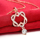 Cheap Hollow Double Heart-Shaped Diamante Necklace