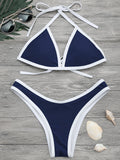High Cut Contrast Piping Bikini Set