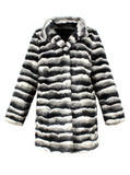 Women Imitation Rabbit Fur Coat Cotton Coat Collar Stripes