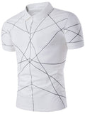 Cheap Turn down Collar Linellae Print Polo T-Shirt