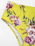 Ruffles Floral Off Shoulder High Waisted Bikini