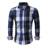 Fit Dress Shirt for Men Checked Button Down Long Sleeves Slim 