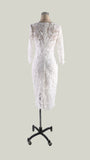 White Lace Bodycon Women Long Sleeve Midi Pencil Dresses