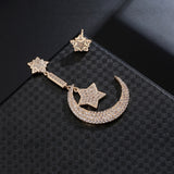 Hot Sale Full Drill Star Moon Ear-Hook Stud Earrings