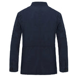 Casual Suit for Men Military Solid Color Pockets Slim Fit 