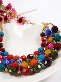 Necklace Earrings Set Bohemia Color Bead 