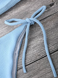 Textured Tie Side String Scoop Bikini Set