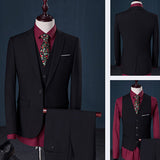 Three Pieces Casual Slim Blazers for Men Gentleman Wedding Formal 