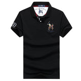 Short Sleeve Casual Cotton Polo Shirt Summer Embroidery Logo Solid Color 